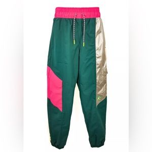 Air Jordan Pink Teal & Silver Metallic Color Block Cargo Joggers - 90’s Retro